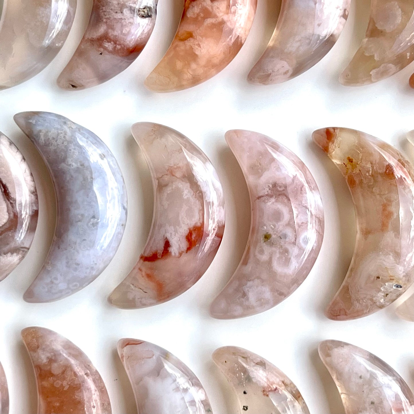 Flower Agate Mini Moon ❤️