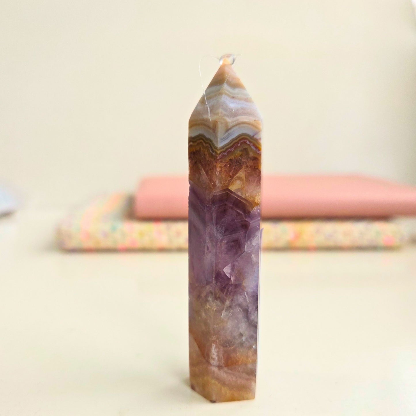Dream Amethyst with Agate Tower 8.5cm