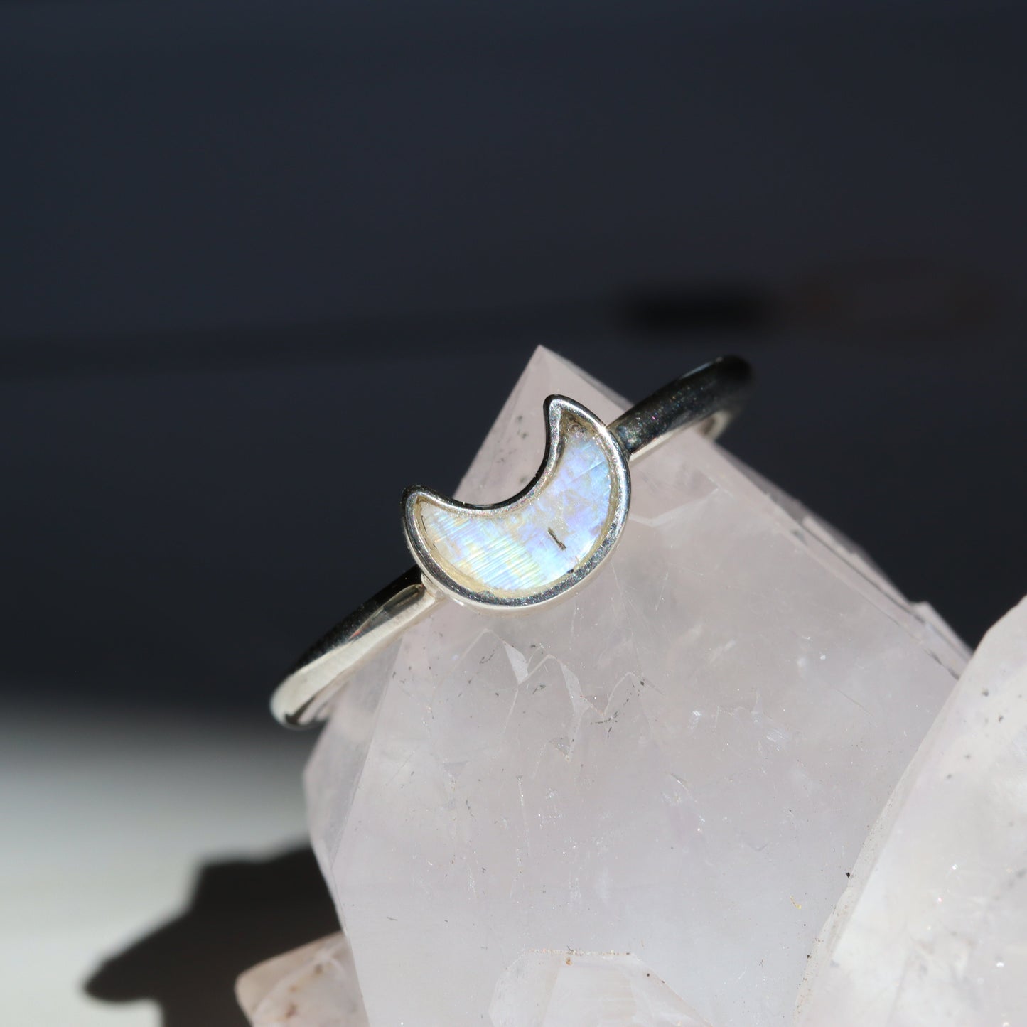 Moonstone Moon Ring