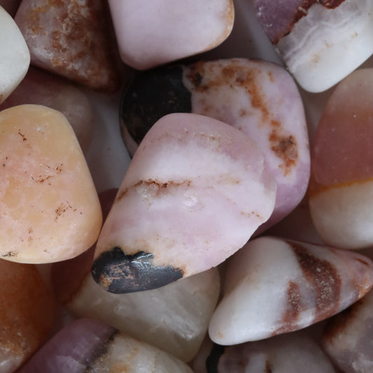 Pink Aragonite with Calcite Tumble