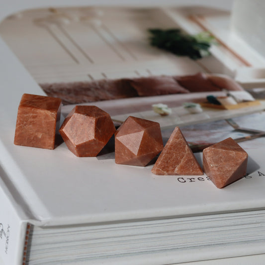 Peach Moonstone Sacred Geometry Set US $