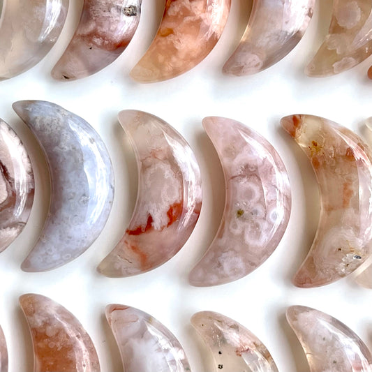 Flower Agate Mini Moon ❤️