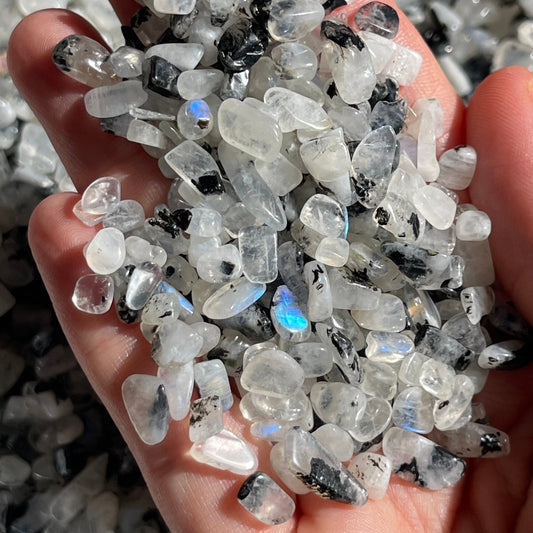 Moonstone with tourmaline Chips 100g