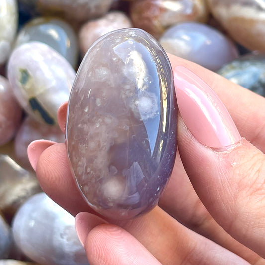 Black Flower Agate Tumble