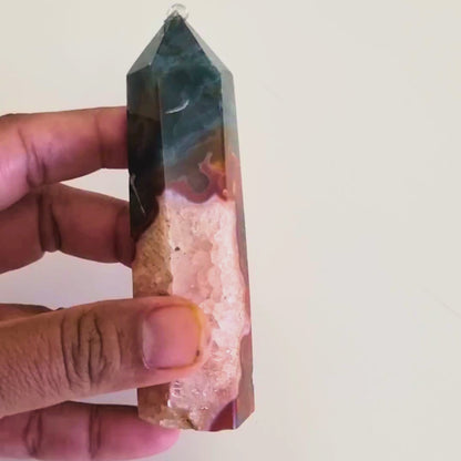 Moss Agate and Carnelian Tower